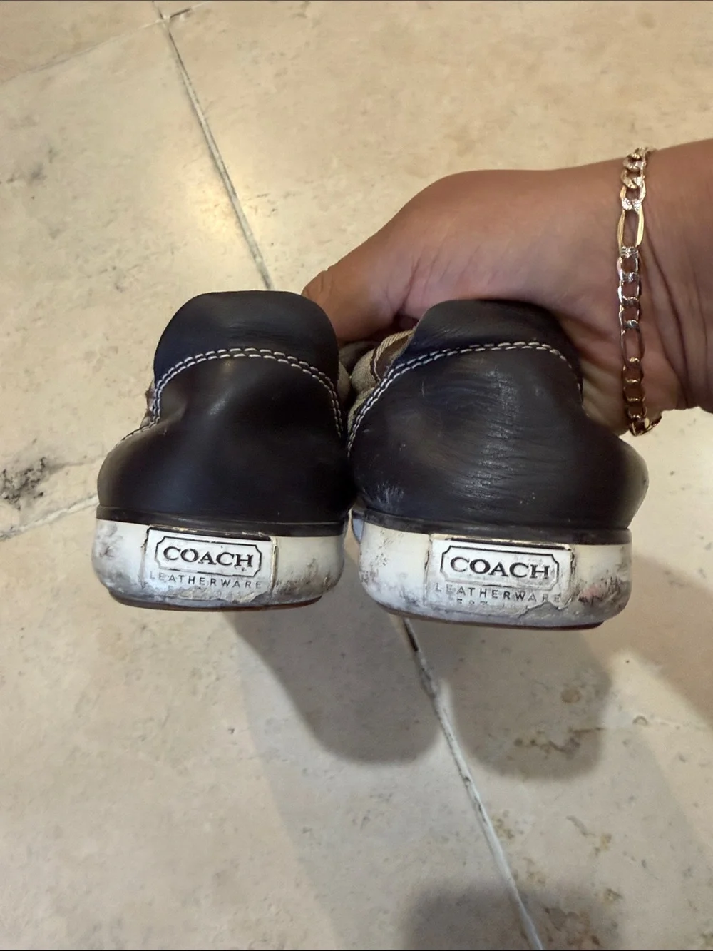 Coach Kids Brown Signature Canvas Sneakers